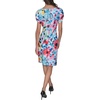image:imageKARL LAGERFELD Short Ruched Sleeve Jewel Neck Sheath Mini DressSoft WhiteBlack Hydrangea Multi