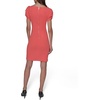 image:imageKARL LAGERFELD Short Ruched Sleeve Jewel Neck Sheath Mini DressSunset Coral