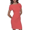 image:imageKARL LAGERFELD Short Ruched Sleeve Jewel Neck Sheath Mini DressSunset Coral
