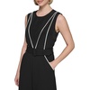 image:imageKARL LAGERFELD Womens Belted Scuba Crepe Sleeveless JumpsuitBlack Soft White