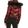 image:imageKARL LAGERFELD Womens Chevron Quilted Short PufferFaux Fur Trim Red