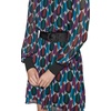 image:imageKARL LAGERFELD Womens Crinkle Chiffon Illusion Sleeves Round Neck a Line DressSoft White Veridian Green
