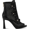 image:imageKARL LAGERFELD Womens Deandre Peep Toe Sandal Bootie With Flower EmbellishmentsBlack