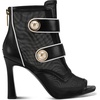 image:imageKARL LAGERFELD Womens Delainey Peep Toe Sandal Bootie With Pearl EmbellishmentsBlackBright White