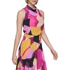 image:imageKARL LAGERFELD Womens Halter Neck Silky Crepe Colorful Geo Print Midi DressFrench Fuschia Combo