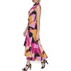 image:imageKARL LAGERFELD Womens Halter Neck Silky Crepe Colorful Geo Print Midi DressFrench Fuschia Combo