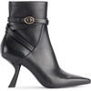 image:imageKARL LAGERFELD Womens Karly Pointed Toe Heeled Ankle Bootie With Belt DetailBlack