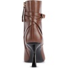 image:imageKARL LAGERFELD Womens Karly Pointed Toe Heeled Ankle Bootie With Belt DetailCognac