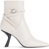 image:imageKARL LAGERFELD Womens Karly Pointed Toe Heeled Ankle Bootie With Belt DetailSoft White