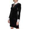 image:imageKARL LAGERFELD Womens Long Sleeve Contrast Cuff and Collar Key Hole Neck Sheath Mini DressBlackSoft White