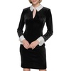image:imageKARL LAGERFELD Womens Long Sleeve Contrast Cuff and Collar Key Hole Neck Sheath Mini DressBlackSoft White