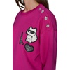 image:imageKARL LAGERFELD Womens Long Sleeve Crew Neck Choupette Patch Fleece SweatshirtBright Jewel Pink