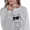 image:imageKARL LAGERFELD Womens Long Sleeve Crew Neck Cool Choupette SweaterSoft White