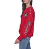 image:imageKARL LAGERFELD Womens Long Sleeve Crew Neck Varsity Patch Fleece SweatshirtAdmiral Red