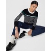 image:imageKARL LAGERFELD Womens Long Sleeve Crewneck Striped Soft SweaterBlackSoft WhiteRainforest Green