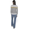 image:imageKARL LAGERFELD Womens Long Sleeve Crewneck Striped Soft SweaterSoft WhiteBlackGold Flake