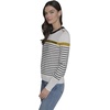image:imageKARL LAGERFELD Womens Long Sleeve Crewneck Striped Soft SweaterSoft WhiteBlackGold Flake