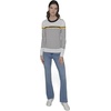 image:imageKARL LAGERFELD Womens Long Sleeve Crewneck Striped Soft SweaterSoft WhiteBlackGold Flake