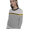 image:imageKARL LAGERFELD Womens Long Sleeve Crewneck Striped Soft SweaterSoft WhiteBlackGold Flake