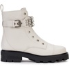 image:imageKARL LAGERFELD Womens Lugsole Maeva Combat Boot With Crystal DetailSoft White