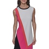 image:imageKARL LAGERFELD Womens Patterned Scoop Neck Sleeveless Aline DressSoft WhiteFuschia Combo