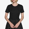 image:imageKARL LAGERFELD Womens Pearl Mesh Short Sleeve Round Neck Midi DressBlack