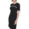 image:imageKARL LAGERFELD Womens Pearl Trim Short Sleeve Round Neck Sheath DressBlack