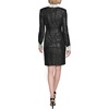 image:imageKARL LAGERFELD Womens Satin Body Long Sleeve Key Hole Neck Sheath DressBlack Soft White