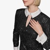 image:imageKARL LAGERFELD Womens Satin Body Long Sleeve Key Hole Neck Sheath DressBlack Soft White