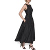 image:imageKARL LAGERFELD Womens Sleeveless Taffeta Belted Drop Waist Midi Dress with PocketsBlack