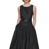 image:imageKARL LAGERFELD Womens Sleeveless Taffeta Belted Drop Waist Midi Dress with PocketsBlack
