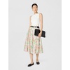 image:imageKarl Lagerfeld Paris Womens Printed Floral Belted Midi SkirtSoft WhitePink Carnation Multi