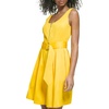 image:imageKarl Lagerfeld Paris Womens Round Neck Zip Up Belted DressLemon Chrome