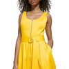 image:imageKarl Lagerfeld Paris Womens Round Neck Zip Up Belted DressLemon Chrome