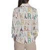 image:imageKarl Lagerfeld Womens 34 Sleeve Collar Button Down All Over Print Surplice BlouseBisquePanna Cotta Muti