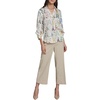 image:imageKarl Lagerfeld Womens 34 Sleeve Collar Button Down All Over Print Surplice BlouseBisquePanna Cotta Muti