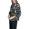 image:imageKarl Lagerfeld Womens 34 Sleeve Collar Button Down All Over Print Surplice BlouseBlackPanna Cotta Multi