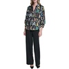 image:imageKarl Lagerfeld Womens 34 Sleeve Collar Button Down All Over Print Surplice BlouseBlackPanna Cotta Multi