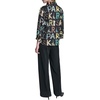 image:imageKarl Lagerfeld Womens 34 Sleeve Collar Button Down All Over Print Surplice BlouseBlackPanna Cotta Multi