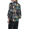 image:imageKarl Lagerfeld Womens 34 Sleeve Collar Button Down All Over Print Surplice BlouseBlackPanna Cotta Multi