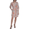 image:imageKarl Lagerfeld Womens 34 Sleeve Collared Belted Cotton Mini ShirtdressCamelia Combo