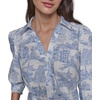 image:imageKarl Lagerfeld Womens 34 Sleeve Collared Belted Cotton Mini ShirtdressSoft WhiteFrench Blue Combo