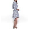 image:imageKarl Lagerfeld Womens 34 Sleeve Collared Belted Cotton Mini ShirtdressSoft WhiteFrench Blue Combo
