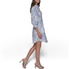 image:imageKarl Lagerfeld Womens 34 Sleeve Collared Belted Cotton Mini ShirtdressSoft WhiteFrench Blue Combo