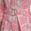 image:imageKarl Lagerfeld Womens 34 Sleeve Collared Belted Cotton Mini ShirtdressSoft WhitePink Sherbet Multi