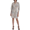 image:imageKarl Lagerfeld Womens 34 Sleeve Collared Belted Cotton Mini ShirtdressTitanium Buff Combo