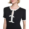 image:imageKarl Lagerfeld Womens Bow Details Puff Sleeve Round Neck a Line DressBlack Soft White