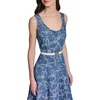 image:imageKarl Lagerfeld Womens Bow Jacquard Belt with Rosette Sleeveless DressMedium Indigo