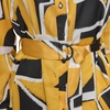 image:imageKarl Lagerfeld Womens Button Front Silky Crepe Abstract Printed Satin Shirt DressFrench Ochre Multi
