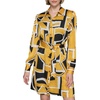 image:imageKarl Lagerfeld Womens Button Front Silky Crepe Abstract Printed Satin Shirt DressFrench Ochre Multi